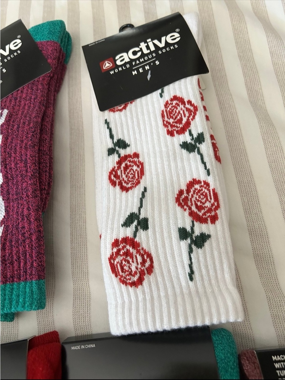 Active USA Maroon and White Logo Crew Socks - Picture 7 of 8